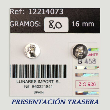 Pendientes Plata cabujón. Ónix. 16x16mm. (PRECIO POR GRAMO)