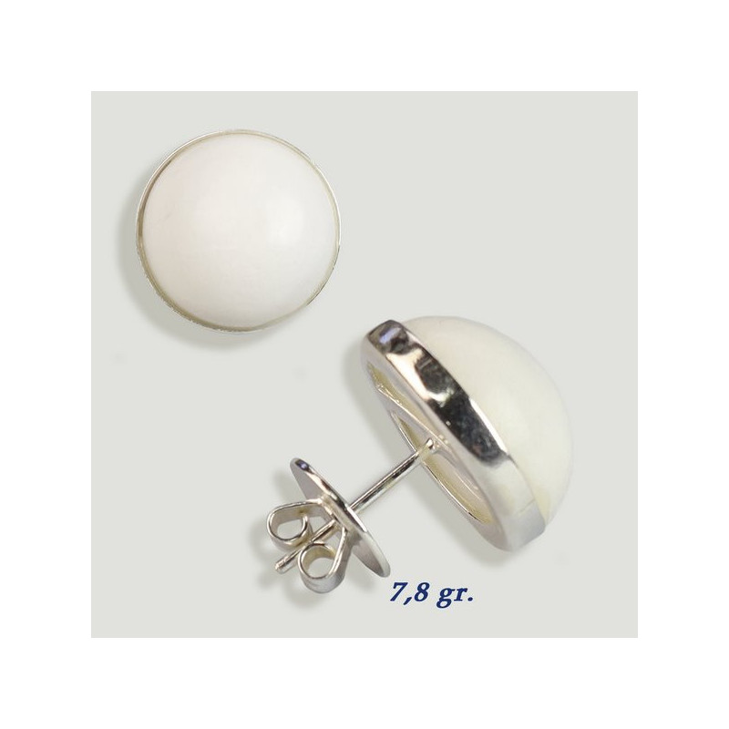 Brincos cabochão de prata. Jade Branco. 16x16mm. (PREÇO POR GRAMA) Brincos cabochão de prata. Jade Branco. 16x16mm. (PREÇO POR GRAMA)