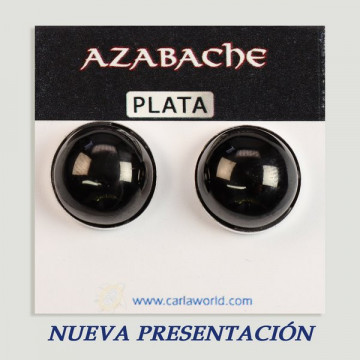 Pendientes Plata cabujón. Azabache. 16x16mm. (PRECIO POR GRAMO)