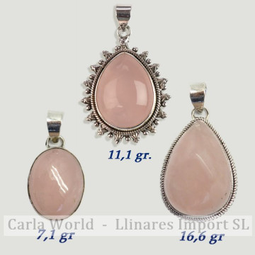 Colgante Plata. CUARZO ROSA. De 7 a 17gr. (PRECIO POR GRAMO)