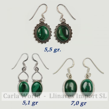 Silver earrings. MALACHITE....