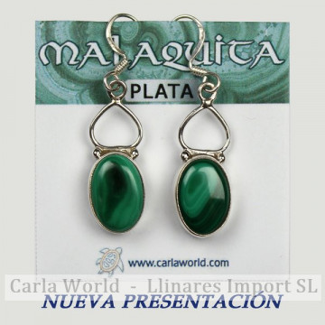 Pendientes Plata. MALAQUITA. 5gr. (PRECIO POR GRAMO)