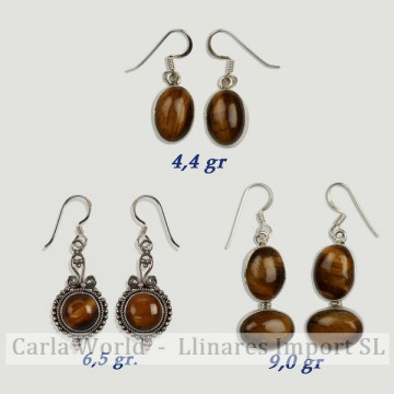 Pendientes Plata. OJO DE TIGRE. Partir 4gr. (PRECIO POR GRAMO)