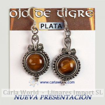 Pendientes Plata. OJO DE TIGRE. Partir 4gr. (PRECIO POR GRAMO)