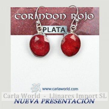 Pendientes Plata. CORINDON ROJO. Partir 4gr. (PRECIO POR GRAMO)