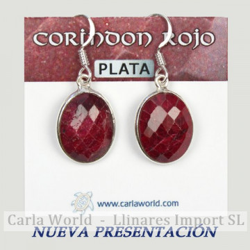 Pendientes Plata. CORINDON ROJO. Partir 4gr. (PRECIO POR GRAMO)