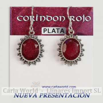 Pendientes Plata. CORINDON ROJO. Partir 4gr. (PRECIO POR GRAMO)