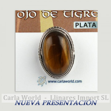 Anillo Plata. Ojo de Tigre. De 6 a 9gr. (PRECIO POR GRAMO)