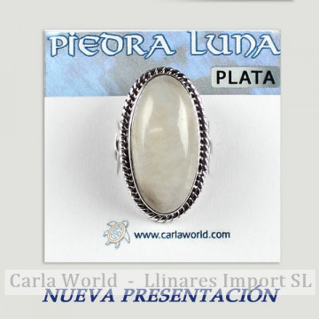 Anillo Plata. Piedra Luna. De 7 a 10gr. (PRECIO POR GRAMO)