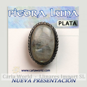 Anillo Plata. Piedra Luna. De 7 a 10gr. (PRECIO POR GRAMO)