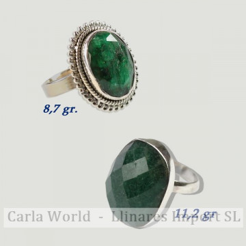 Open Silver ring. Green...
