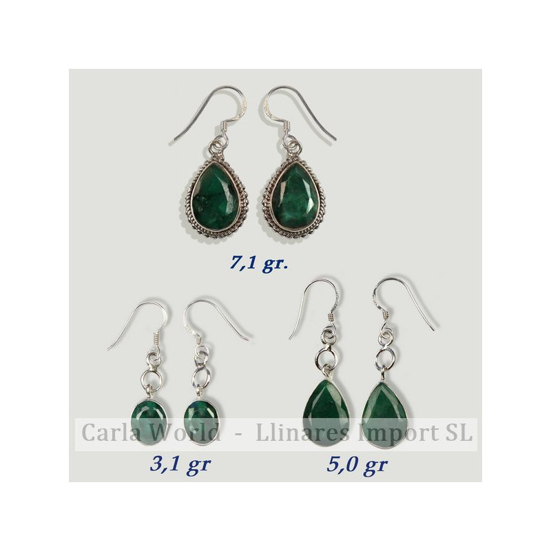 Pendientes plata. CORINDON VERDE. Partir 3gr. (PRECIO POR GRAMO) Pendientes plata. CORINDON VERDE. Partir 3gr. (PRECIO POR GRAMO)