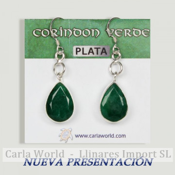 Pendientes plata. CORINDON VERDE. Partir 3gr. (PRECIO POR GRAMO)