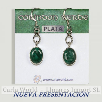 Pendientes plata. CORINDON VERDE. Partir 3gr. (PRECIO POR GRAMO)