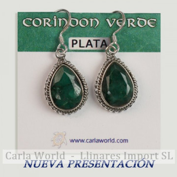 Pendientes plata. CORINDON VERDE. Partir 3gr. (PRECIO POR GRAMO)