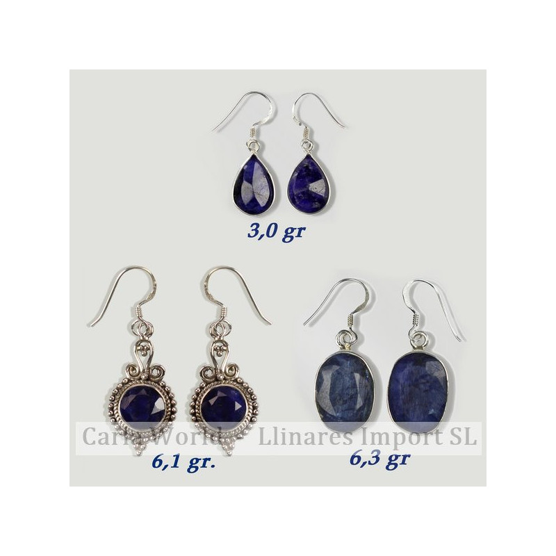 Pendientes plata. CORINDON AZUL. Partir 3gr. (PRECIO POR GRAMO) Pendientes plata. CORINDON AZUL. Partir 3gr. (PRECIO POR GRAMO)