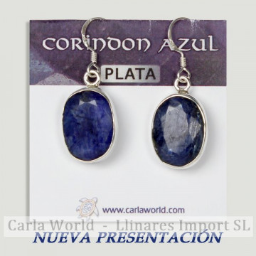 Pendientes plata. CORINDON AZUL. Partir 3gr. (PRECIO POR GRAMO)