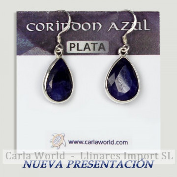 Pendientes plata. CORINDON AZUL. Partir 3gr. (PRECIO POR GRAMO)