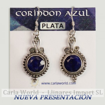 Pendientes plata. CORINDON AZUL. Partir 3gr. (PRECIO POR GRAMO)