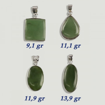 Pendentif cabochon en argent JADE NEPHRITA. A partir de 8gr. (PRIX AU GRAMME)