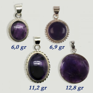 Pendentif cabochon en argent AMETHYSTE. A partir de 6gr. (PRIX AU GRAMME)