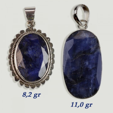 Silver cabochon pendant BLUE CORUNDUM. Quality A. From 8gr. (PRICE PER GRAM)