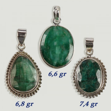 Pendentif cabochon en argent CORINDON VERT. Qualité A. A partir de 6gr. (PRIX AU GRAMME)