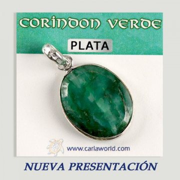Silver cabochon pendant GREEN CORUNDUM. Quality A. From 6gr. (PRICE PER GRAM)