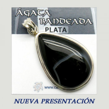 Silver cabochon pendant BANDEADA AGATE. From 8gr. (PRICE PER GRAM)