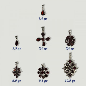 GARNET Silver Pendant with Gems. From 2gr. (PRICE PER GRAM)