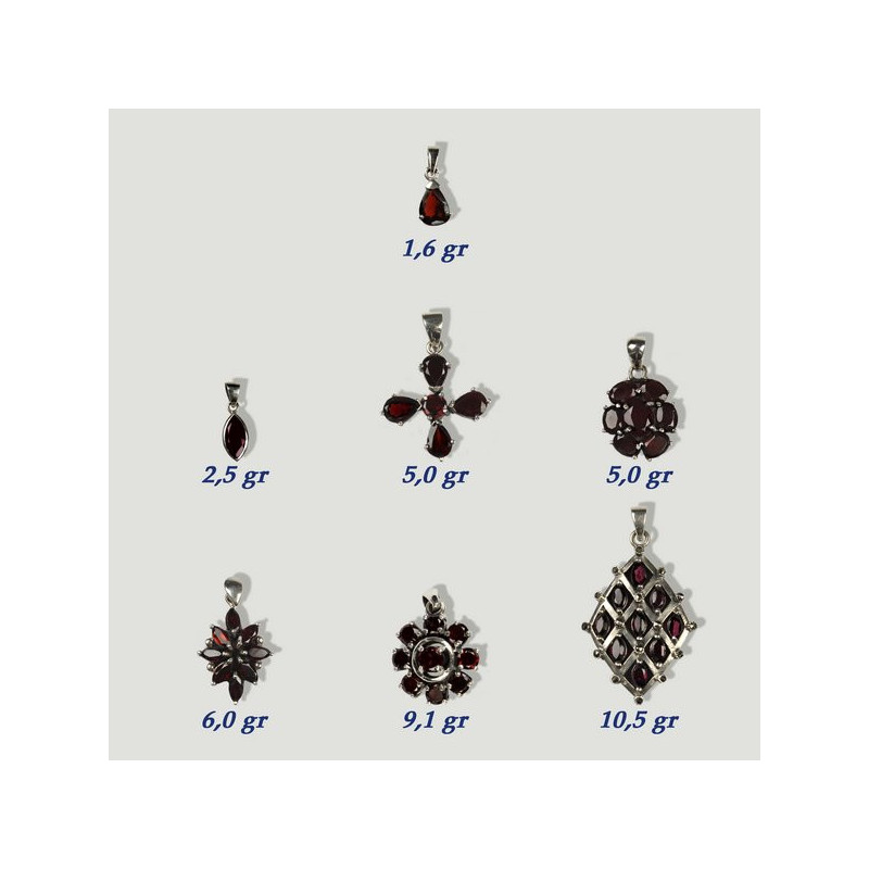 GARNET Silver Pendant with Gems. From 2gr. (PRICE PER GRAM) GARNET Silver Pendant with Gems. From 2gr. (PRICE PER GRAM)