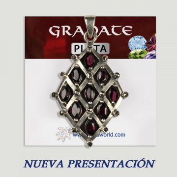 Colgante Plata GRANATE con Gemas. A partir 2gr.  (PRECIO POR GRAMO)