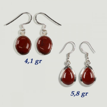 Boucles d'oreilles cabochon en argent JASPE ROUGE. A partir de 4gr. (PRIX AU GRAMME)