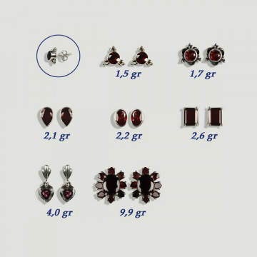 GARNET Silver Earrings with Gems. From 2gr. (PRICE PER GRAM)