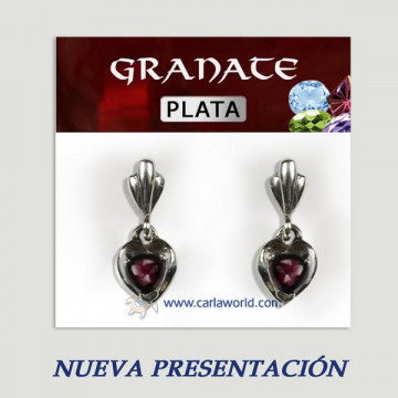 Pendientes Plata GRANATE con Gemas. A partir 2gr.  (PRECIO POR GRAMO)