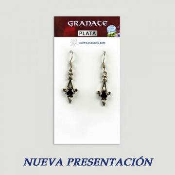 Pendientes Plata GRANATE con Gemas. A partir 2gr.  (PRECIO POR GRAMO)