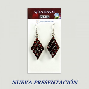 Pendientes Plata GRANATE con Gemas. A partir 2gr.  (PRECIO POR GRAMO)