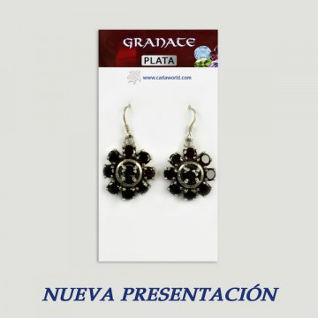 Pendientes Plata GRANATE con Gemas. A partir 2gr.  (PRECIO POR GRAMO)