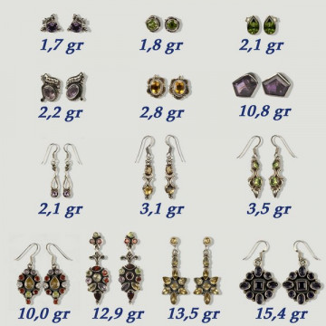 Pendientes Plata PIEDRA TALLADA GEMASA partir 2gr.  (PRECIO POR GRAMO)