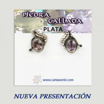 Silver Earrings CARVED STONE GEMSA from 2gr. (PRICE PER GRAM)