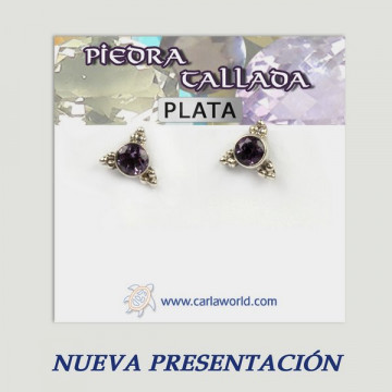 Silver Earrings CARVED STONE GEMSA from 2gr. (PRICE PER GRAM)