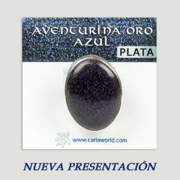 Anillo Plata AVENTURINA ORO AZUL. A partir 7gr.  (PRECIO POR GRAMO)