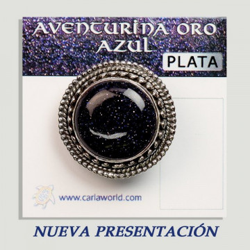 Anillo Plata AVENTURINA ORO AZUL. A partir 7gr.  (PRECIO POR GRAMO)