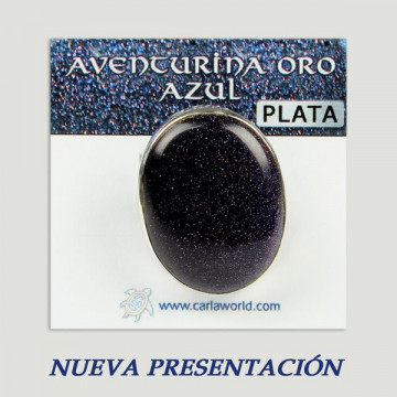 Anillo Plata AVENTURINA ORO AZUL. A partir 7gr.  (PRECIO POR GRAMO)