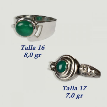 Bague en argent AGATE VERTE. A partir de 7gr. (PRIX AU GRAMME)