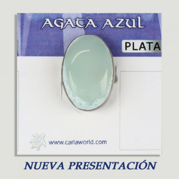 Bague en argent AGATE BLEUE. A partir de 6gr. (PRIX AU GRAMME)