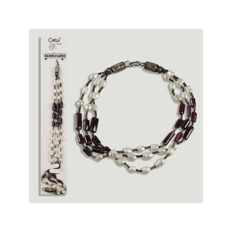 GARNET and PEARL. Silverplated Bracelet. GARNET and PEARL. Silverplated Bracelet.