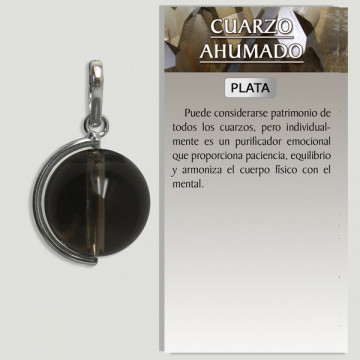 CUARZO AHUMADO. Colgante bola y meridiano de PLATA