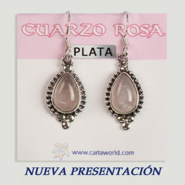 Pendientes plata. Cabujón Cuarzo rosa. 4 a 8gr. (PRECIO POR GRAMO)