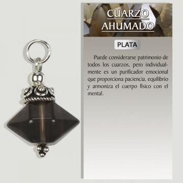 CUARZO AHUMADO HERKIMER. Colgante Plata